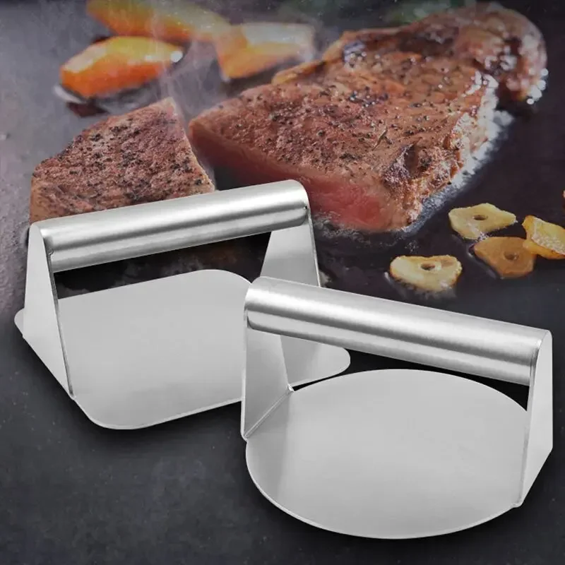 1pc Stainless Steel Hamburg Meat Press Professional Square Press Non-Stick Patty Press Easy Clean for Meats Kitchen Accessories