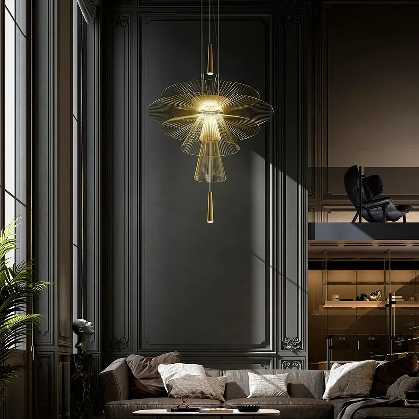 

SANDYHA Industrial Modern Chandelier Metal Pendant Light for Living Room Dining Room Hotel Home LED Fixture Stylish Home Decor