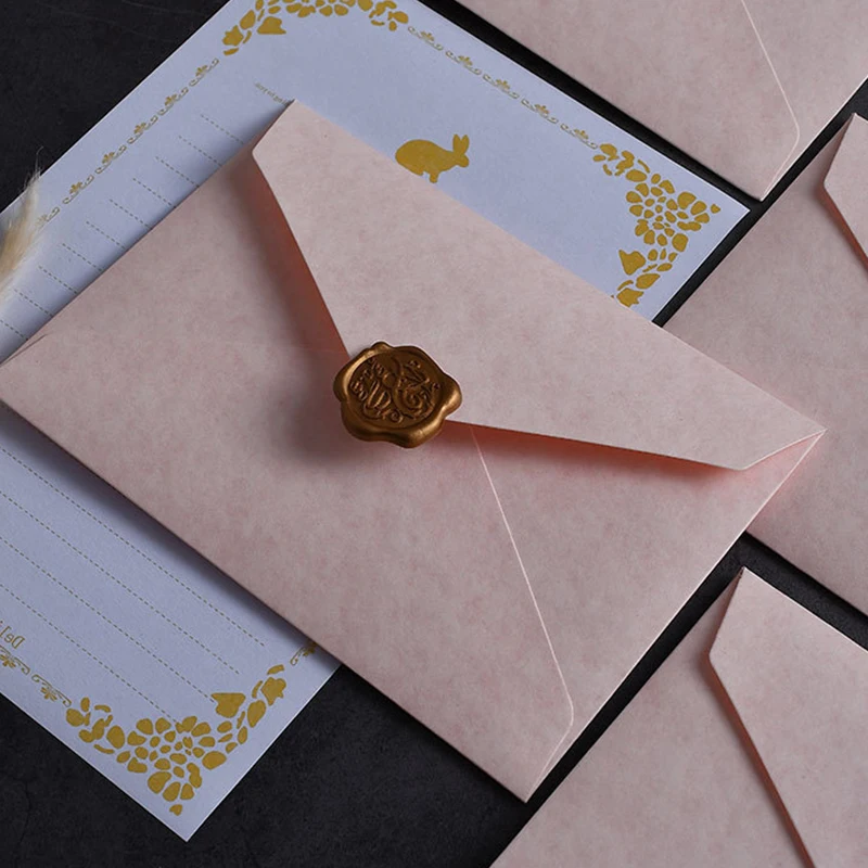 20pcs Envelopes for Invitations Pink Postcards Gift Message Wedding Card 250g Paper Business Letters Stationery Storage Bag