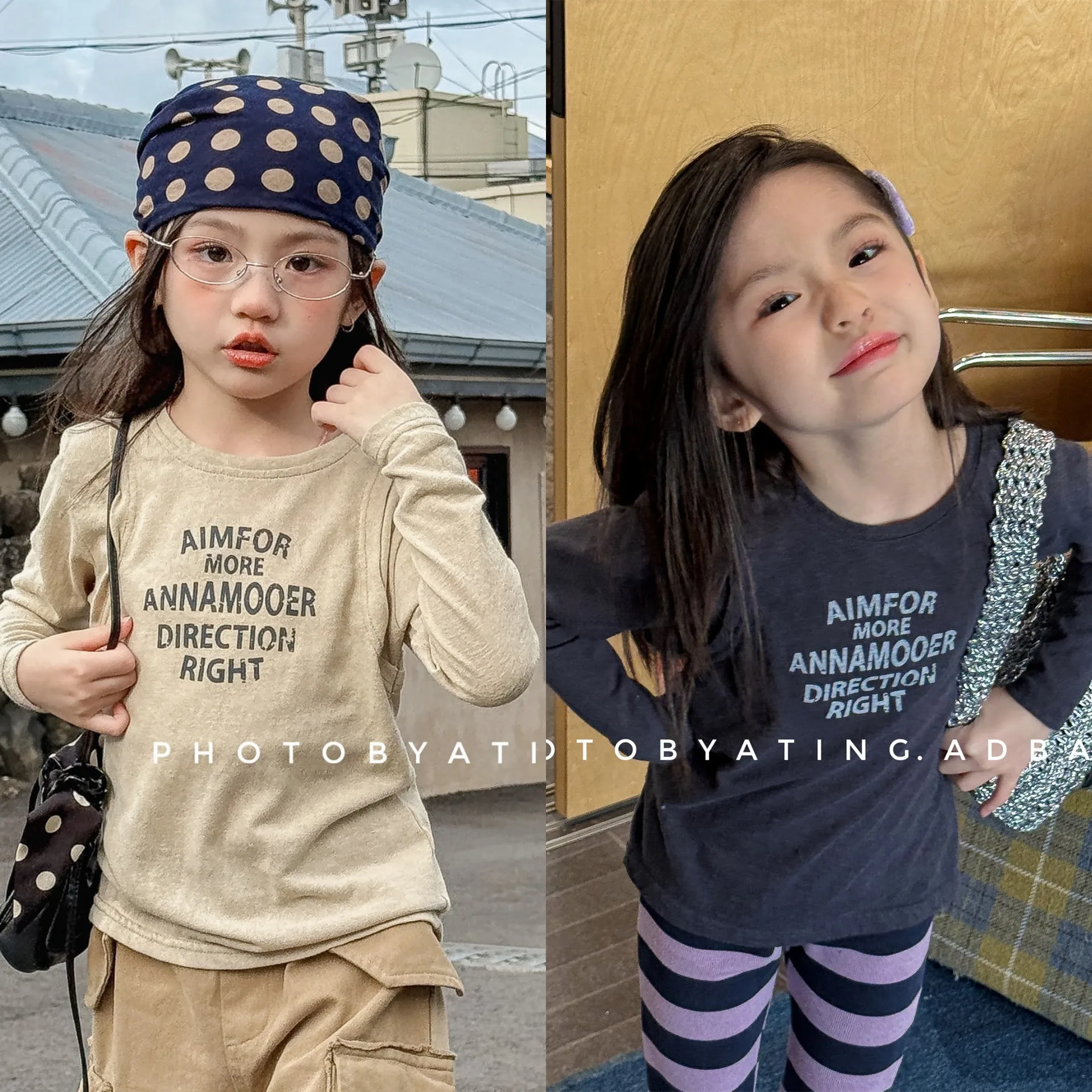 2026 Spring Kids Girls Tee RAISE Letter Print Children Girl Long Sleeves 1-6Y Baby Girls Undershirt Round Collar Little Girl Top