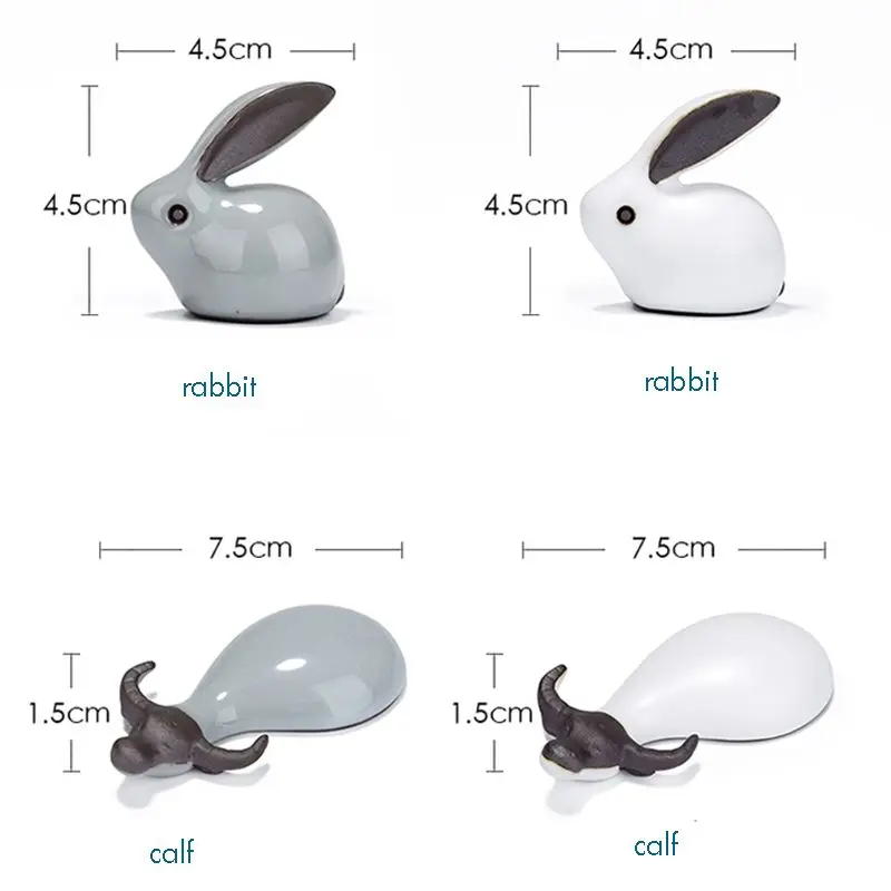 Chinese Tea Pet Mini Ceramics Tea Pet Cute Rabbit Deer Tea Pet for Kungfu Tea Tray Table Ornaments Decoration Great Gift