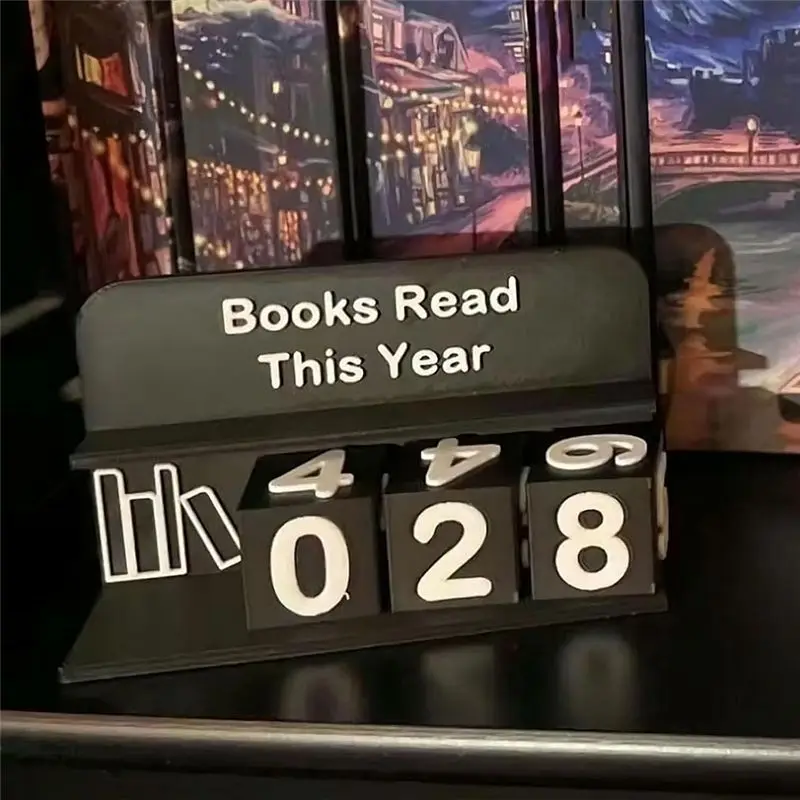 AC57-Bookshelf Decor Book Read This Year Counter, 3D Challenge Reading , Reading Challenge Gift, Number-Blocks Sign