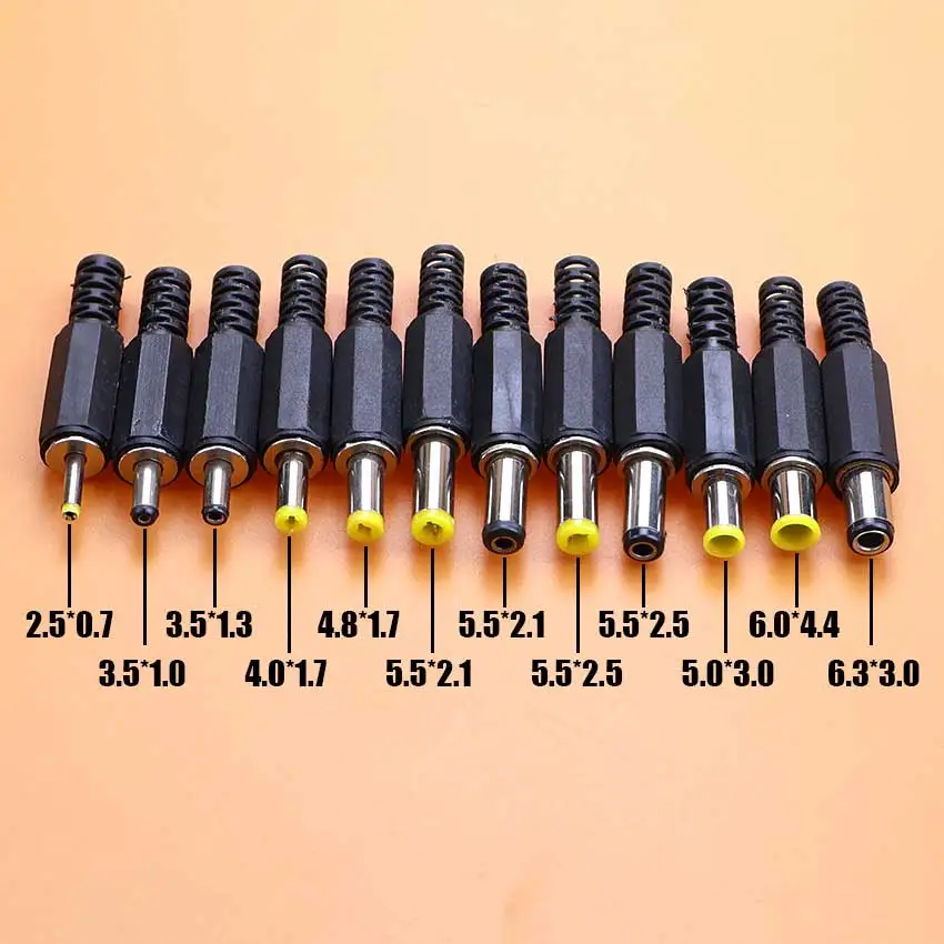 2/5/10pcs DC 4.0/4.8*1.7 5.5*2.1/2.5 Power Jack Connector Solder Type DC Barrel Male Plug For CCTV Camera Laptop Power Adapter