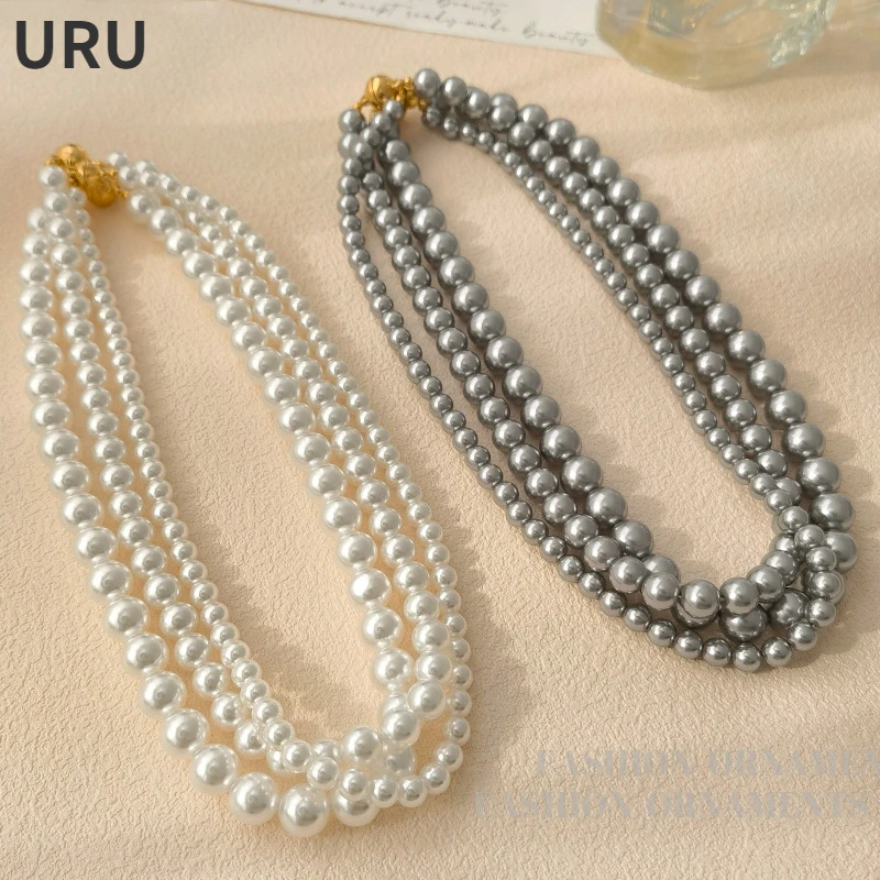 

Trendy Jewelry Vintage Elegant Temperament Glass Simulated Pearl Necklace For Women Female Gift Accessories Dropshipping