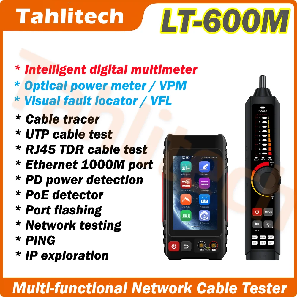 Kabelzoeker en UTP RJ45-tester netwerkkabeltester LAN-tester 4 inch IPS touchscreen gereedschapskist LT-600M / LT-600T / LT-600S