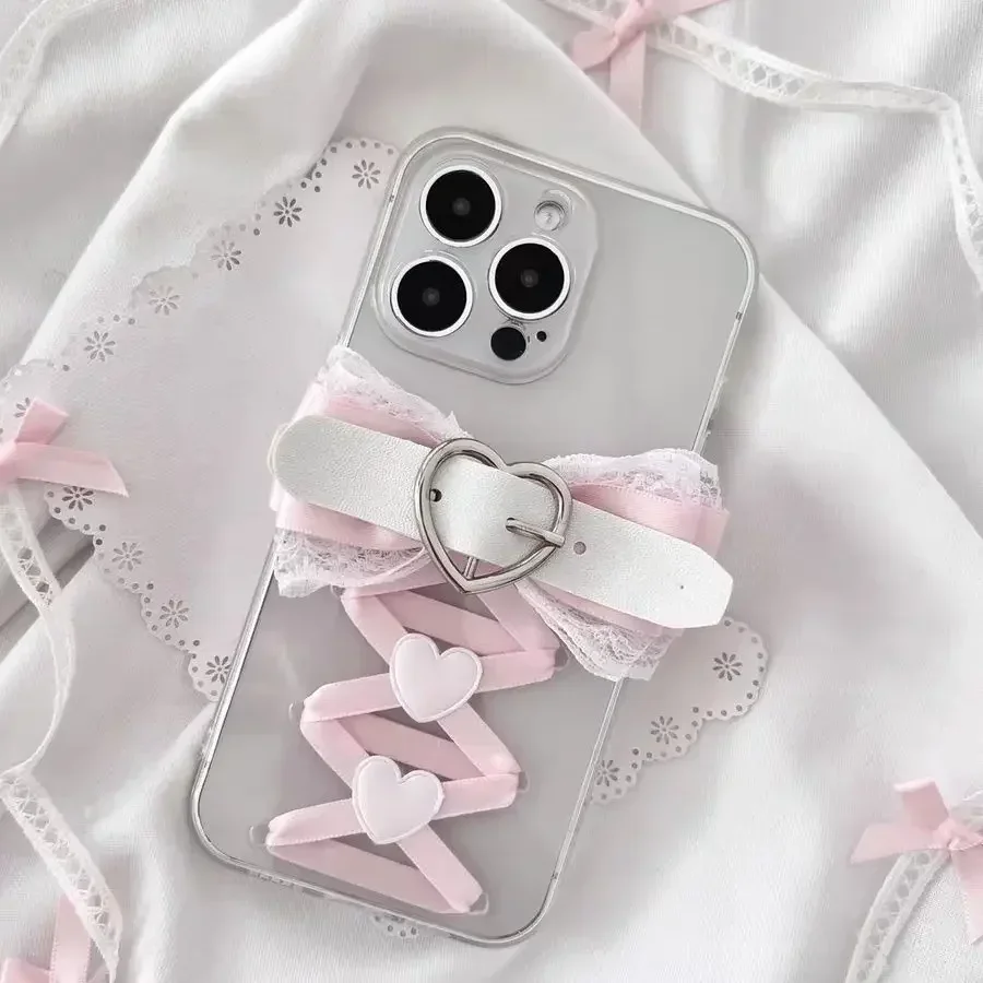 2023 Ballet Style Pure Desire Ribbon Bow Lace Phone Case iPhone 14 Pro iPhone 13 Pro max12 Sweet Cool Spicy Girl Cute Phone Case