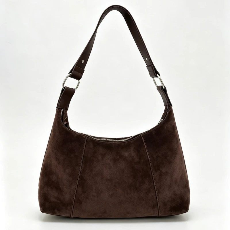 Deer Spots Schultertasche aus Kunstwildleder, Vintage-Handtasche für Damen, ideal für den Alltag im Herbst und Winter, große Kapazität, weich, lässig, mit Reißverschluss. – Detail 15