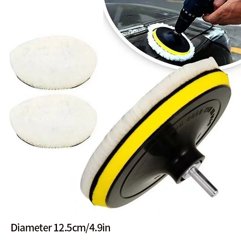 3/4/5 Inch Wool Buffing Sponge Polishing Pads Car Waxing Sponge Disk Wool Wheel Car Gadget 5Pcs Polishing Kit Car Polishing Pad