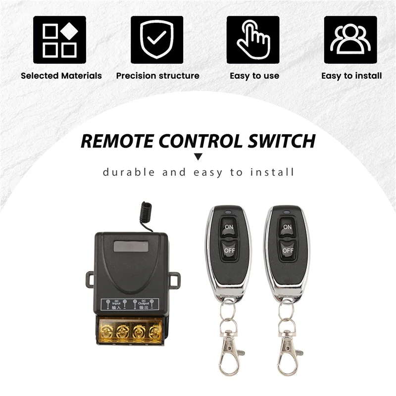 

-A14E DIY Wireless 433Mhz Universal Remote Control Switch 12V-48V High Power Relay Receiver Module For Car Water Pump