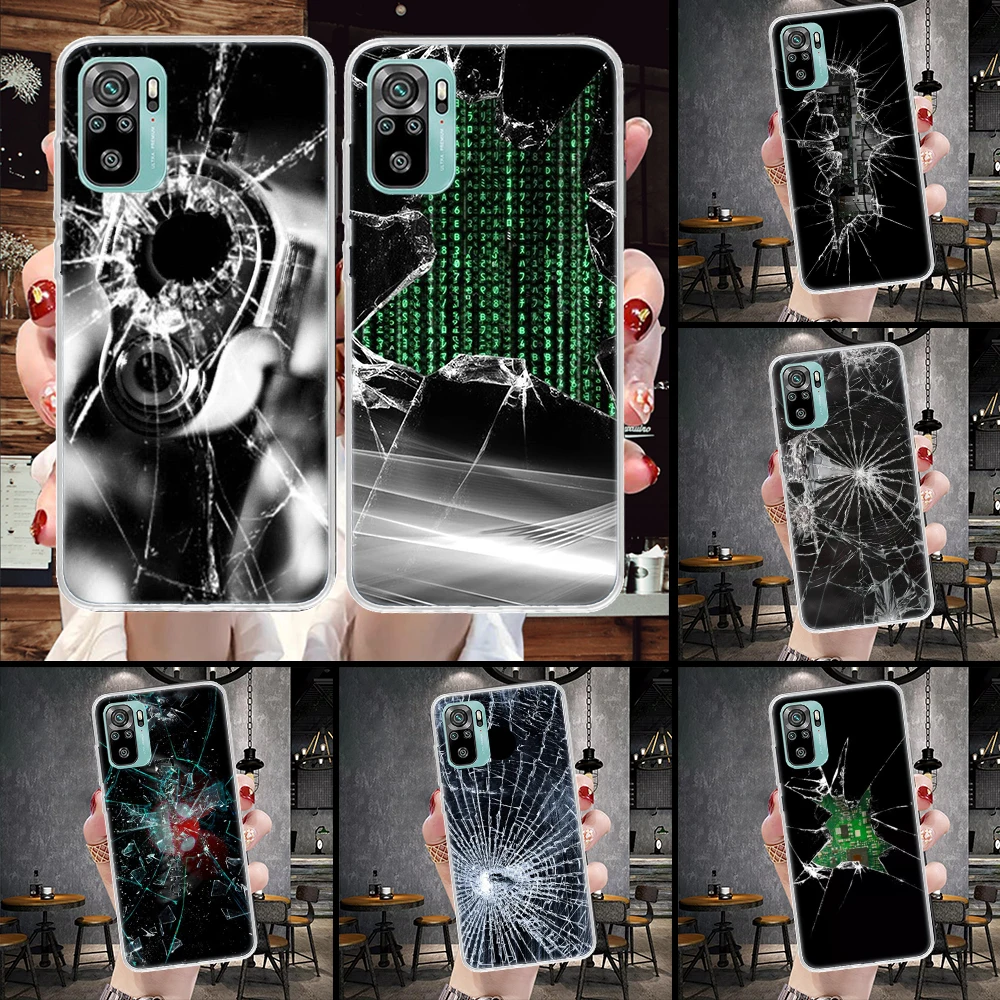 Funny Fissure Crack Breaking Pattern Soft Phone Case For Xiaomi Redmi 9A 9C 9T 10A 10C 10 9 Prime 10X 8A 8 7A 7 6A 6 Pro K40 K20