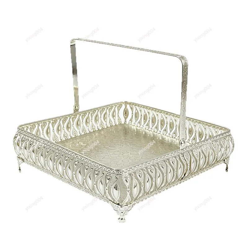 Metal Fruit Tray Decorative Desktop Storage Plate American Style Snack Basket for Home Tea Table