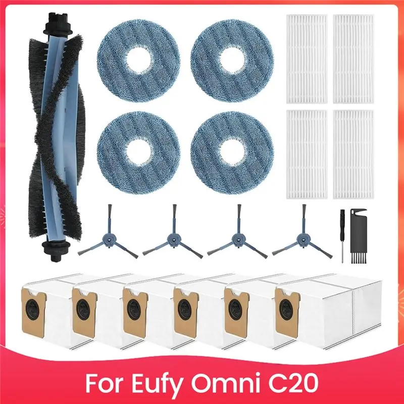 A84X-Accessories For Eufy Omni C20 Robot Vacuum Replacement Parts Main Side Brush Hepa Filter Mop Cloth Dust Bag