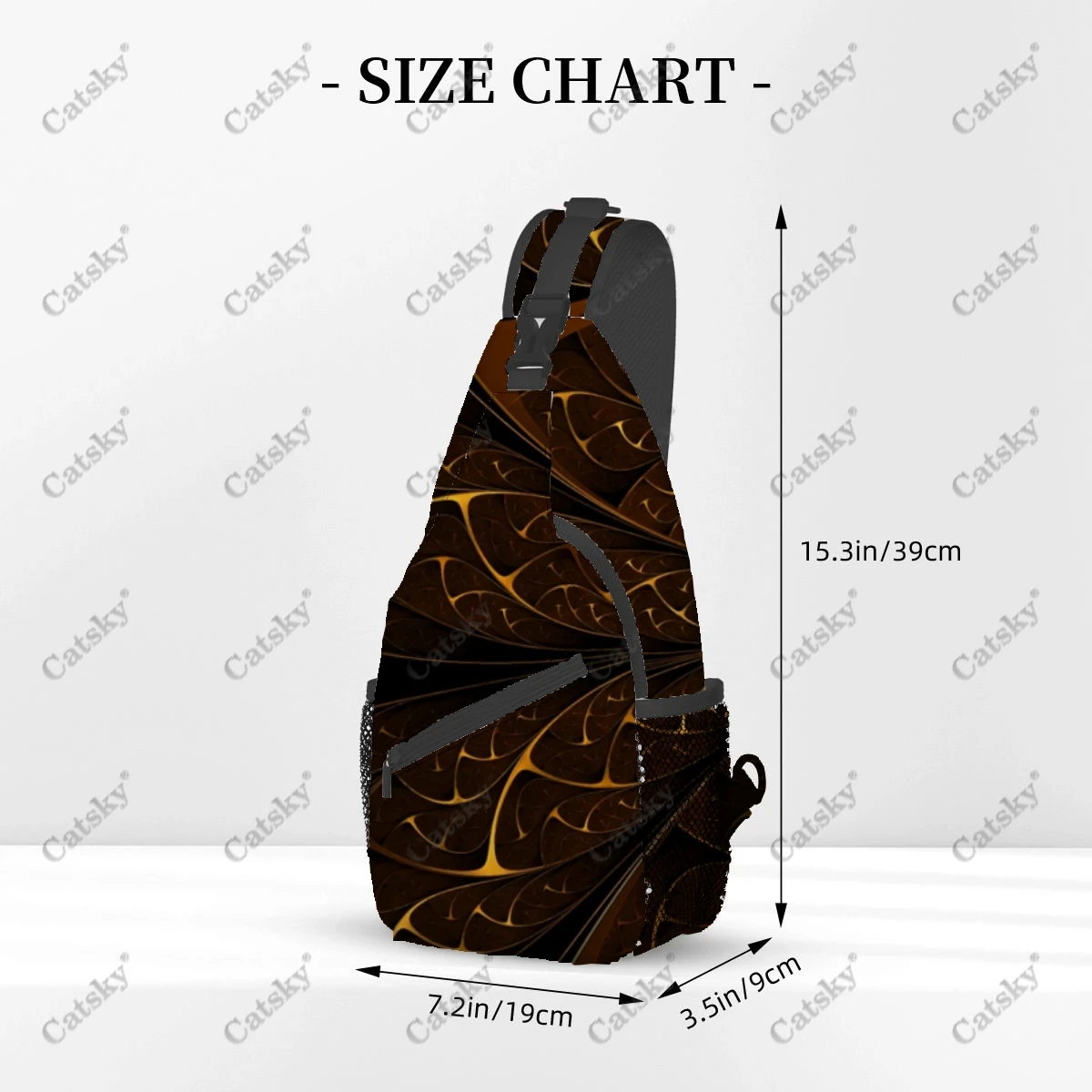 Gold Leaf Cross chest bag diagonally, For Men Women Travel Hiking Chest Bag Adjustable Backpack