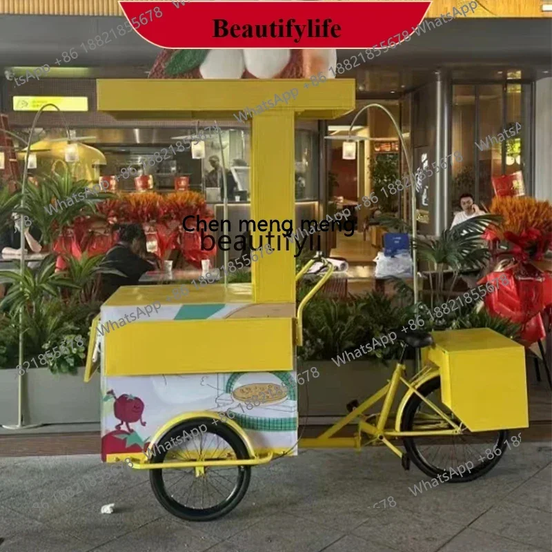 X   Outdoor stall car creative tricycle milk tea sale night market display stand snack car
