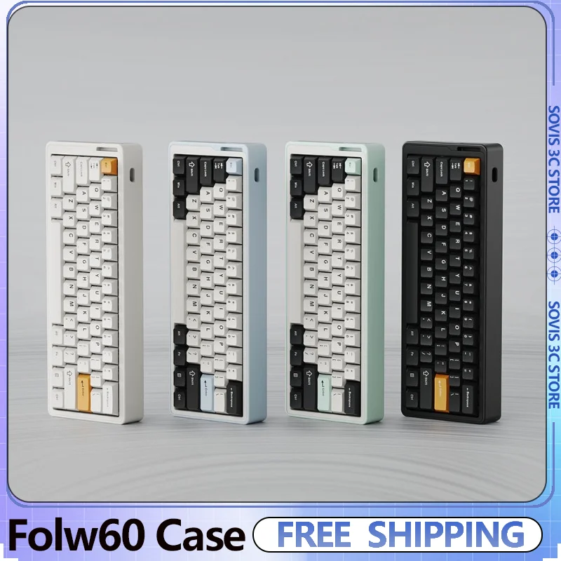 Casing Folw60 60% dengan Keyboard Switch Magnetik, Casing Aluminium Alloy dengan Gasket TOP Shell untuk Keyboard Mekanik wooting/GH60, Dekorasi