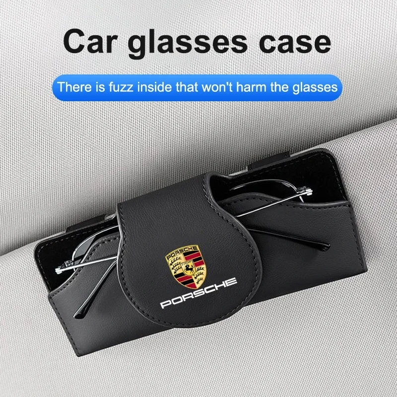 Car Sun Visor Glasses Clip Multifunctional Case Glasses Holder For Porsche 911 Cayenne Panamera Macan Boxster Carrera-GT 928 944