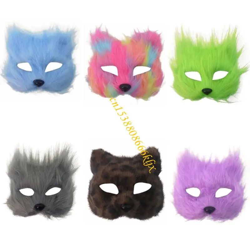 

Furry Plush Partial Coverage Foxes Mask Durable Plastic Frame For Cosplay Event Or Themed Gatherings 066C