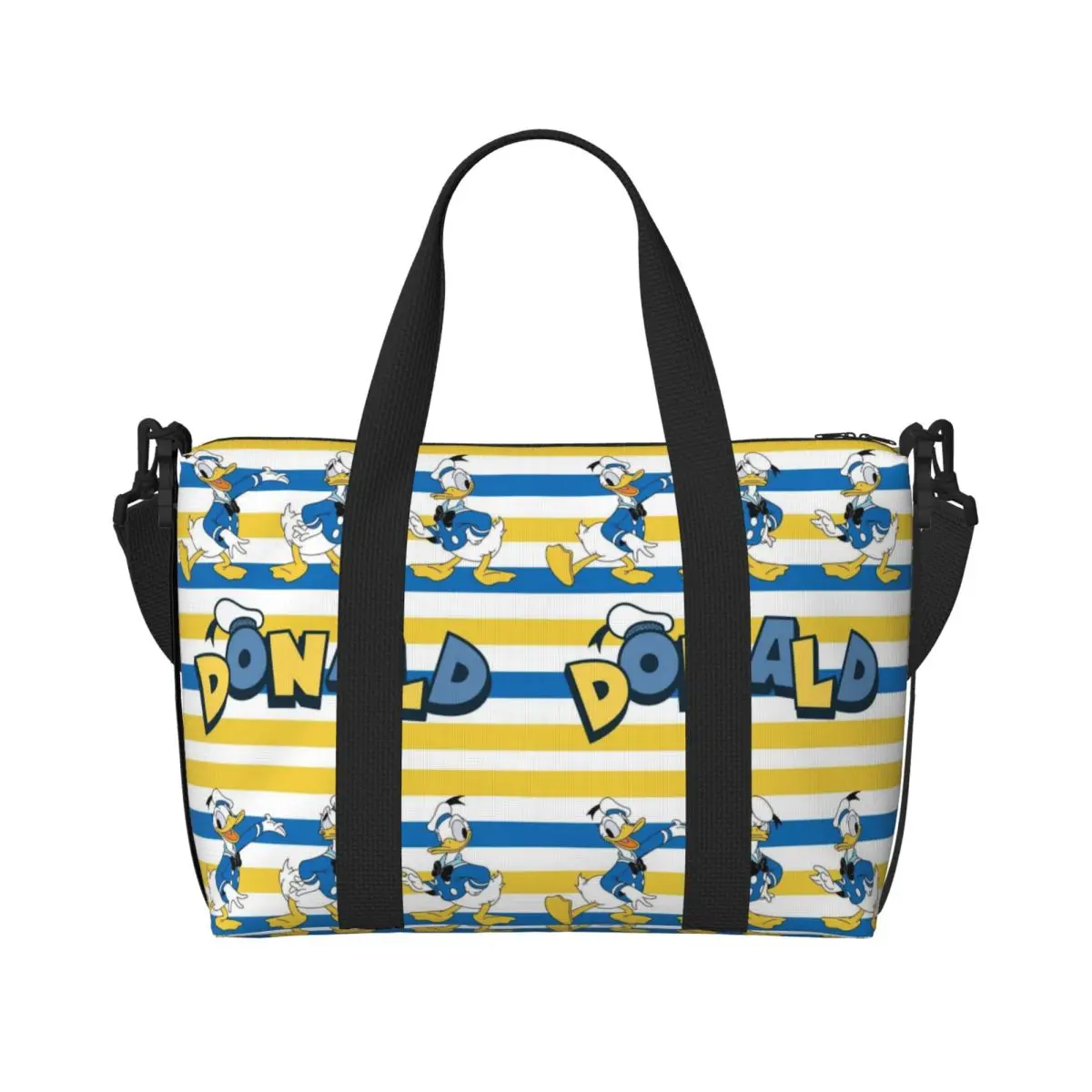 

Custom Donald Anime Duck Beach Tote Bag Women Funny Cartoon Large Compartment Gym Beach Travel Bags