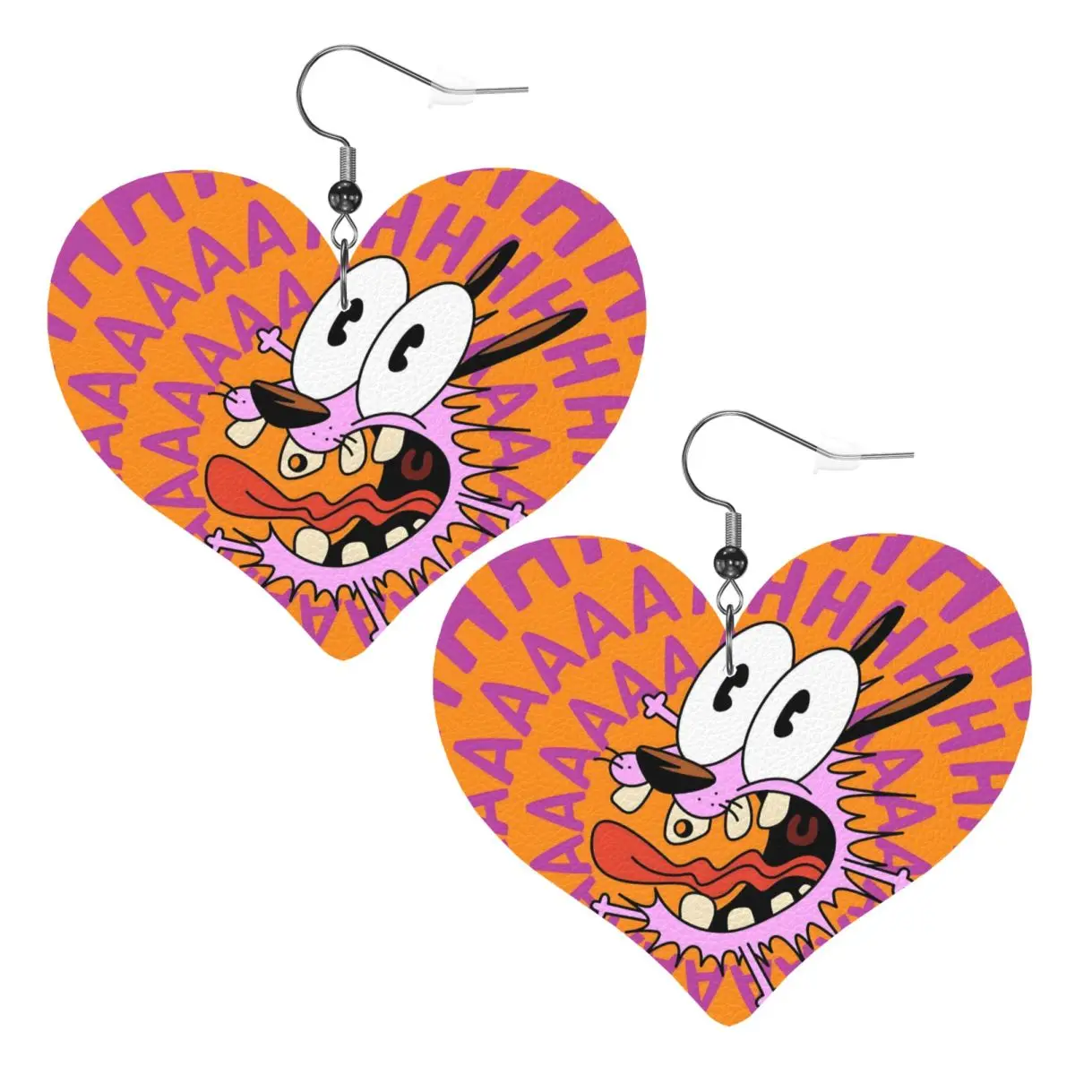 

Custom C-Courage The Cowardly Dog PVC Leather Earrings Dangle Earrings Jewelry For Women For Wife Mother Gift