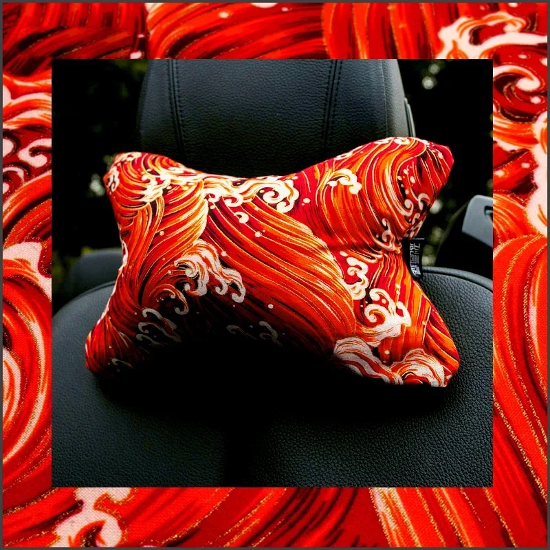 Auto Kopf Kissen Nacken kissen JDM und Wind Tag schwimmende Welt gemalt vier Jahreszeiten Universal Auto Innen kissen Auto Knochen Kissen