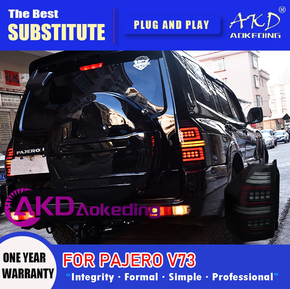 AKD Tail Lamp Pajero V73 LED Tail Light 2004-2015 V75 V77 V87 Rear Fog Brake Turn Signal Automotive Accessories