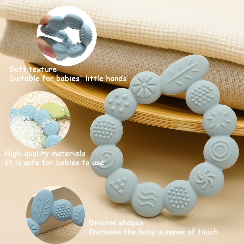 Jouets de dentition en Silicone pour bébé, sans BPA, cadeau pour nouveau-né, anneau en forme de feuille, jouet à mâcher pour garçon et fille, accessoires de soins pour bébé