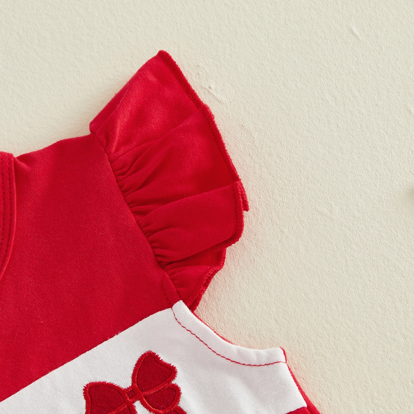 Kids Girls Shorts Set Fly Sleeve Embroidery Flag Bow Tops with Plaid Shorts Summer 2-piece Outfit for 4th of July