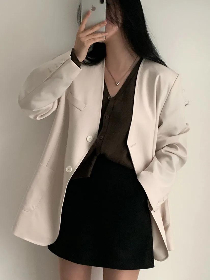 Schicker V-Ne-Anzug Jaet Damen Loose Casual Color Western Sle Top Frühling Neuankömmling Faionable Busin Casual