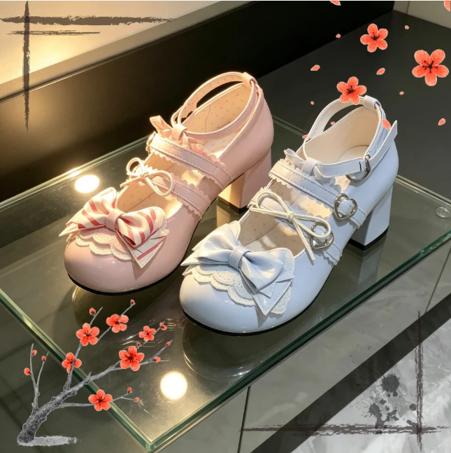 

Новые оригинальные туфли-балетки в стиле Лолита для девочек, универсальные кожаные туфли с милыми японскими бантиками и низким каблуком, модель 2026 года
