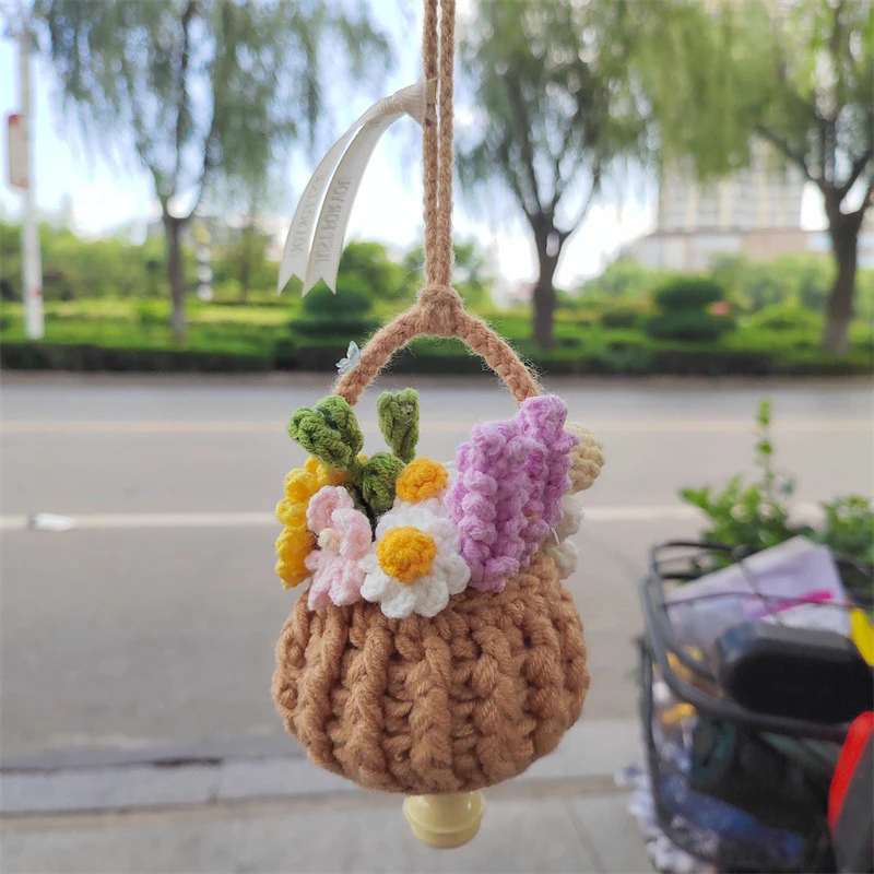 Hand Woven Floral Hanging Ornament Vehicle Rear Mirror Interior Decor Close Friend Item