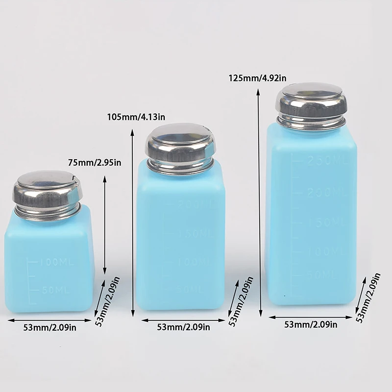 100/200/250ML Liquid Alcohol Press Antistatic Nail Polish Remove Dispenser Cleaner Pumping Refillable Bottle Holder Salon Makeup