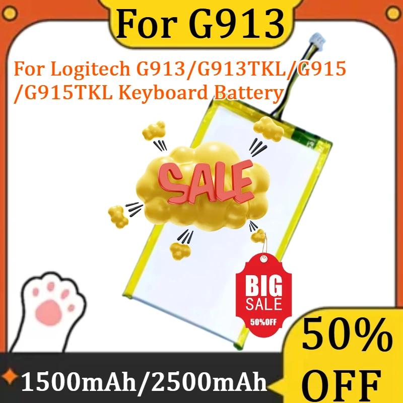 

For Logitech G913/G913TKL/G915/G915TKL Keyboard Battery New 3.7V 1500mAh Polymer Lithium High Quality Battery