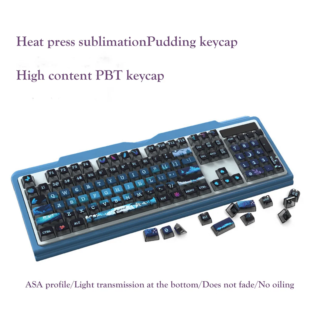 116-key PBT Pudding Keycaps ASA Profile Transparent Crystal Translucent  Heat Press Sublimation Keycaps  For Mechanical Keyboard