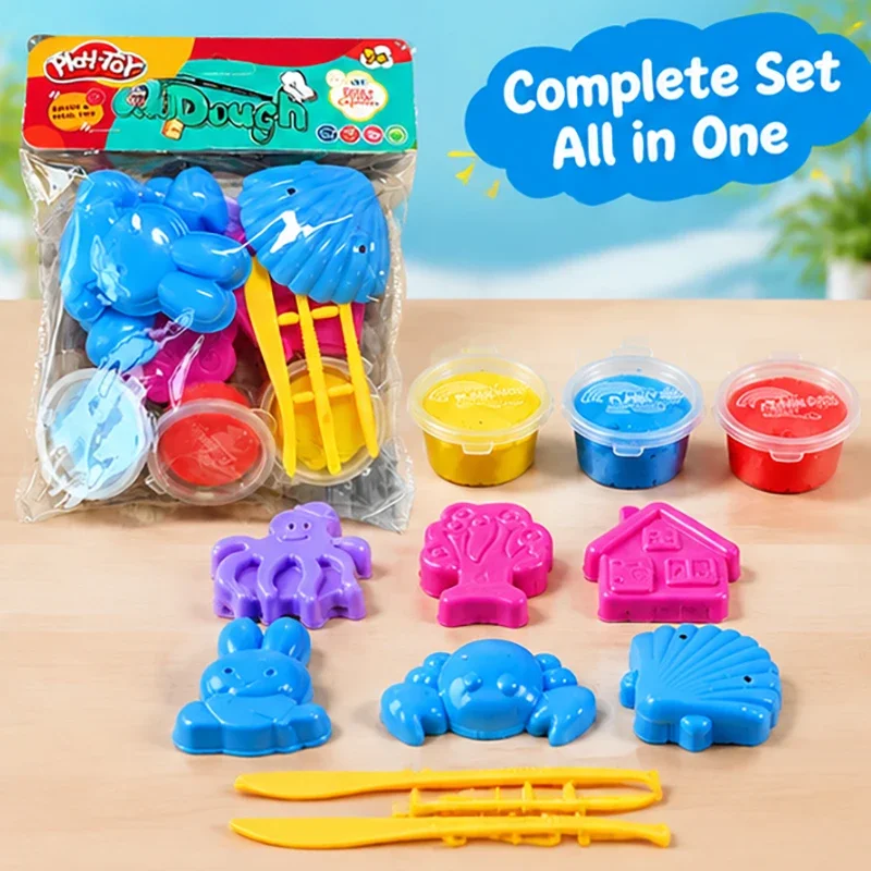 Play Dough Toys Series DIY Kids Color Clay Nimals Dumpling Molds Set Safe Educational Handmade Toys for Children Christmas Gifts