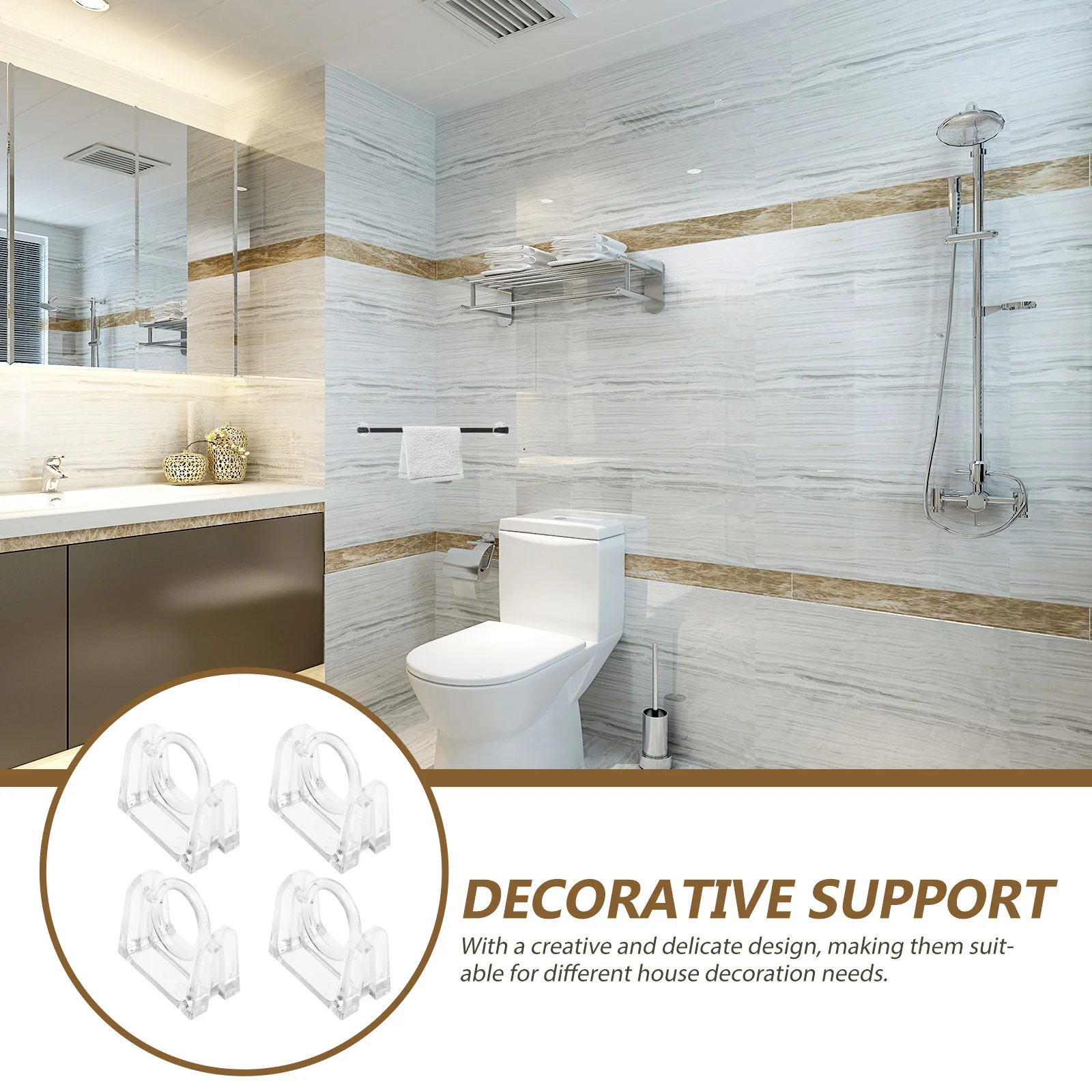 

4pcs Bath Curtain Rods ABS Home Supplies Shower Holders Curtains Accessories Support Brackets Rod Racks Stylish