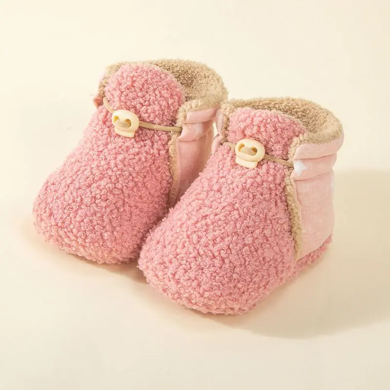 

Baby Winter Shoes Fleece Lined Non Slip Soft Sole Pre Walking Socks for 0-12 Months Newborn Boys Girls Warm Cotton Blend