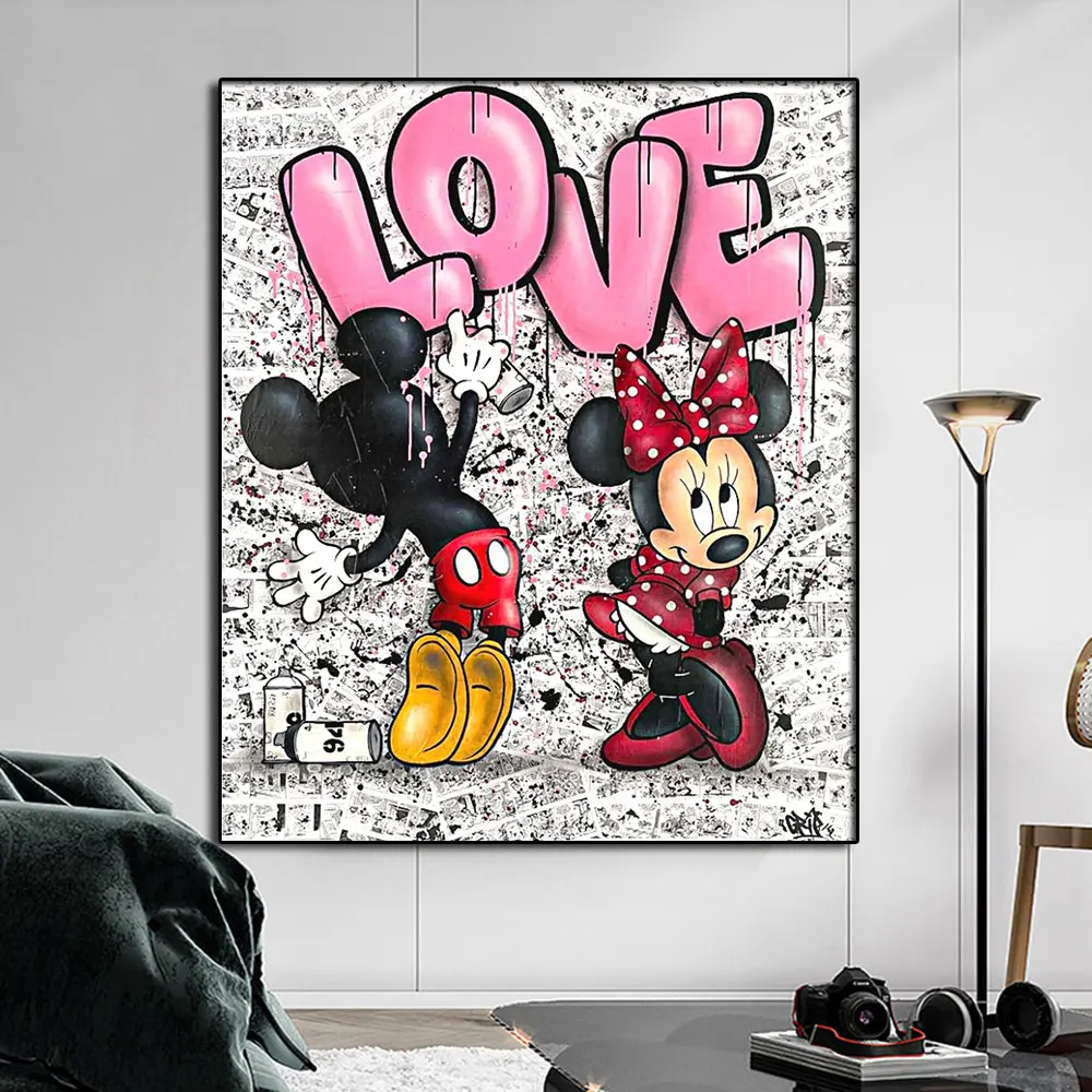 

Mickey Mouse & Minnie Lover Canvas Painting Poster and Print Disney Prints Graffiti Wall Art Picture for Room Home Decor Cuadros