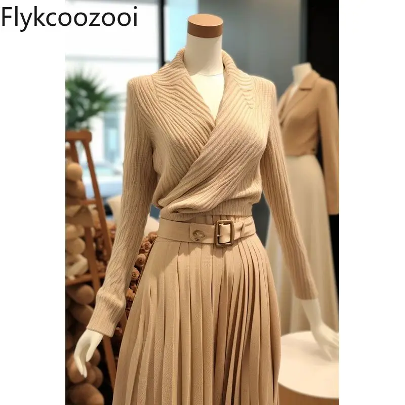 Trajes De Mujer Conjunto 2 Piezas Elegantes Early Autumn New Women's Knitwear High-end Elegant Sweater Skirt Two-piece Set