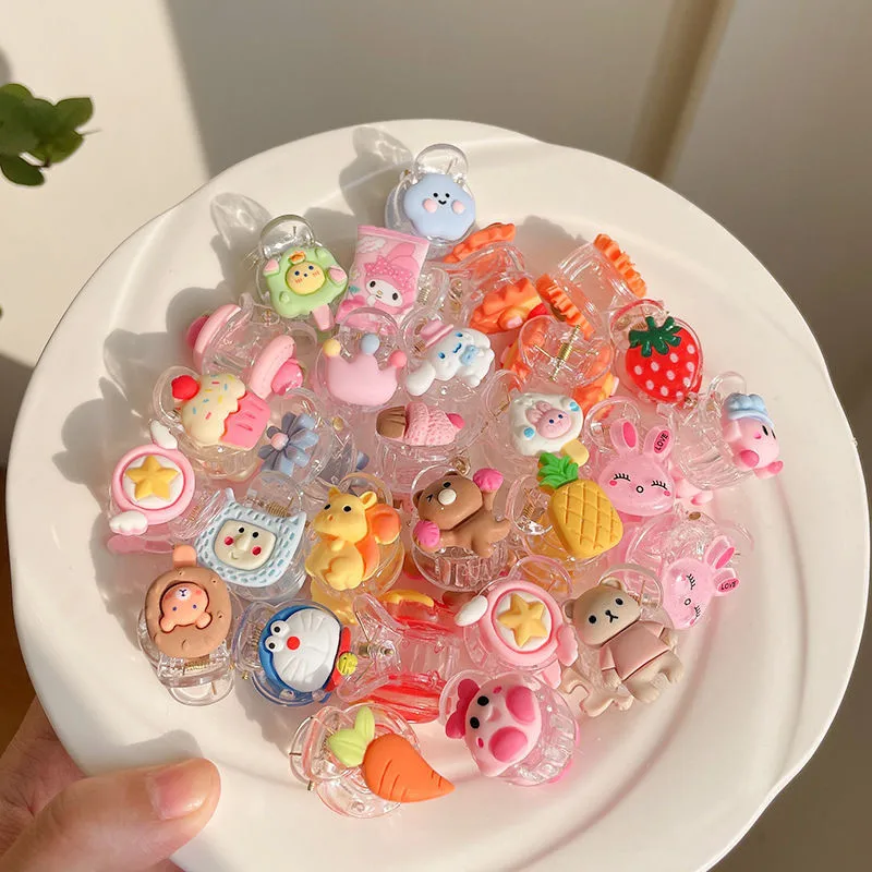 10Pcs/Lot Cartoon Accessories Fruit Grab Children Hair Claw Bangs Clip Cute Baby Gripper Broken Hair Small DIY Girls Headdress