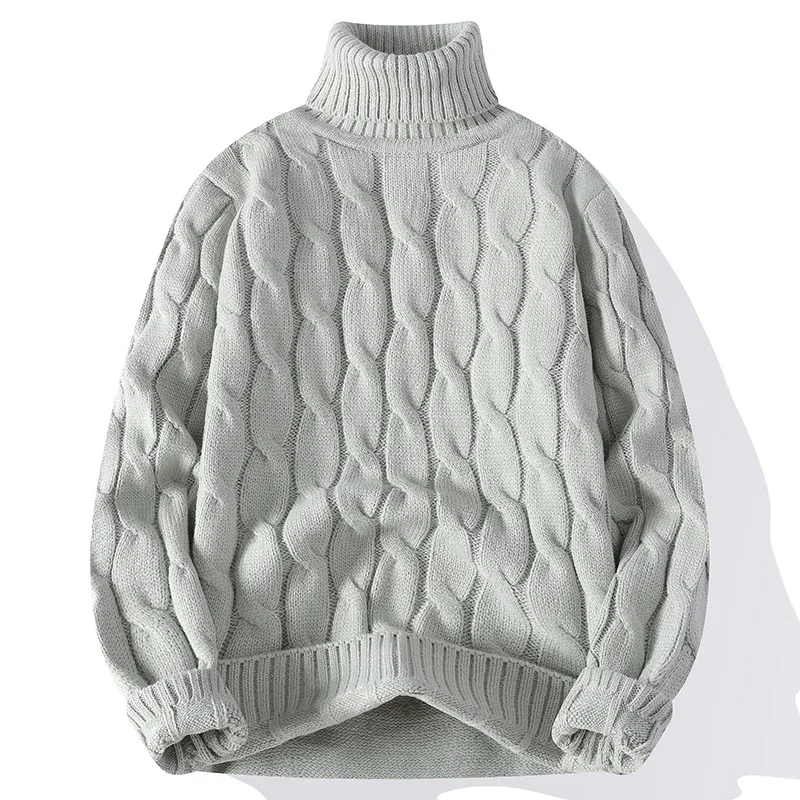 Winter Turtleneck Sweater Men Knitted Thick Warm Pullover Mens Warm Solid Color Loose Casual Sweaters Male Daily Clothing  5XL