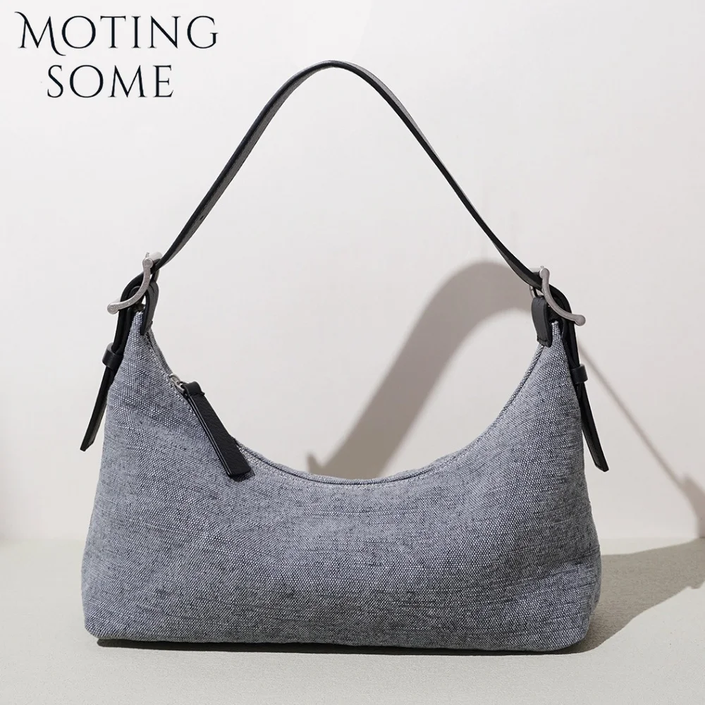 

MOTINGSOME 2026 New in Linen Cotton Handbag Woman Underarm Purse Luxury Minimalism Handbags Commuter Shoulder Messenger Bag