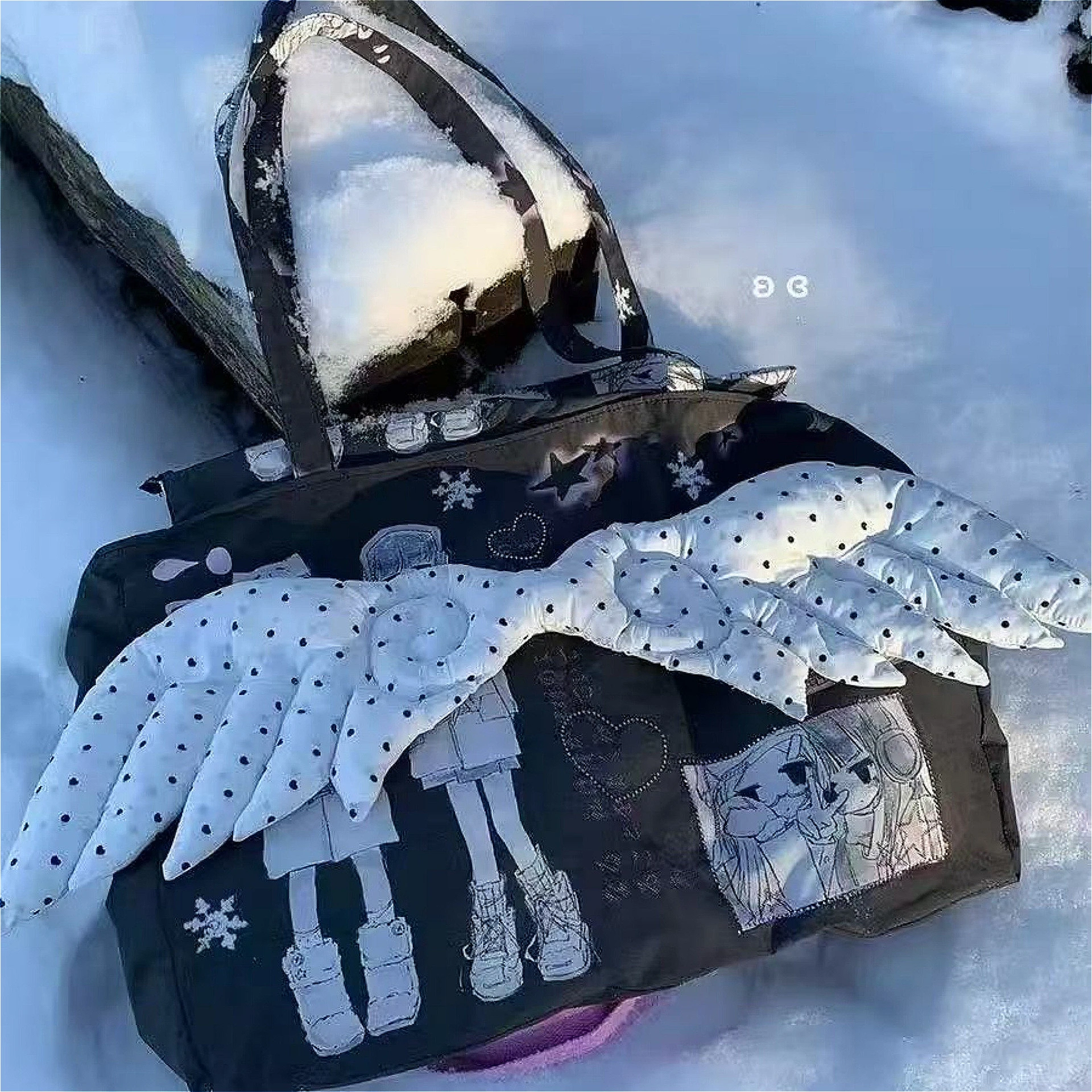 

Сумка-рюкзак Y2K в стиле субкультуры с крыльями ангела, аниме, на одно плечо, из нейлона и холста, для уличной моды, сумка для хранения, декоративные аксессуары