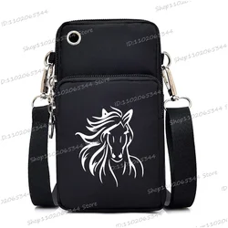 Fashion Brand Mini Mobile Phone Bag Horse Printed Crossbody Bags for Women Hombre Aesthetic Shoulder Bag Outdoor Wrist Handbags