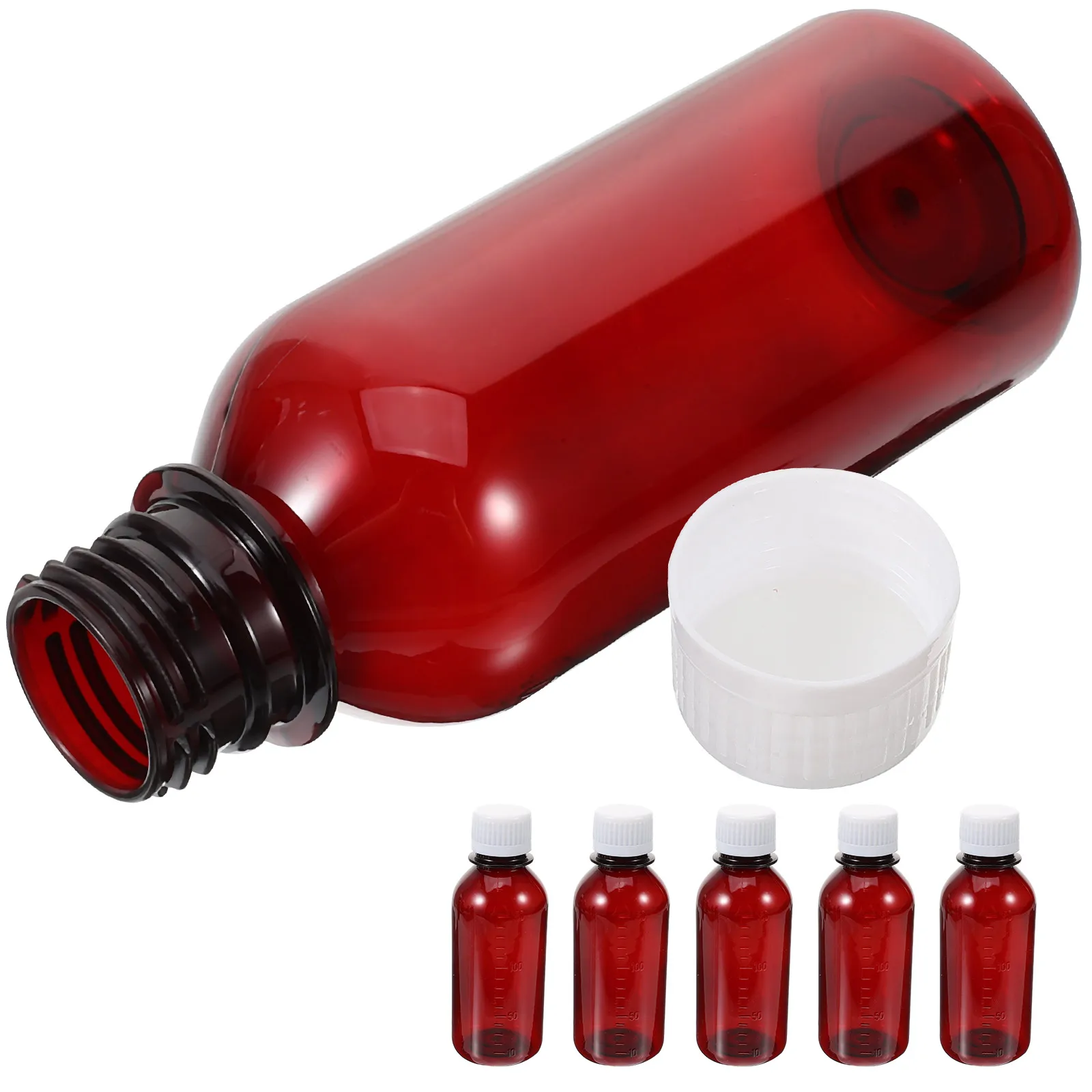 

6 Pcs 150ml Tea Color Pill Bottles Lids Medicine Storage Containers Travel Organizer Sealing Dosage Scale Bottle