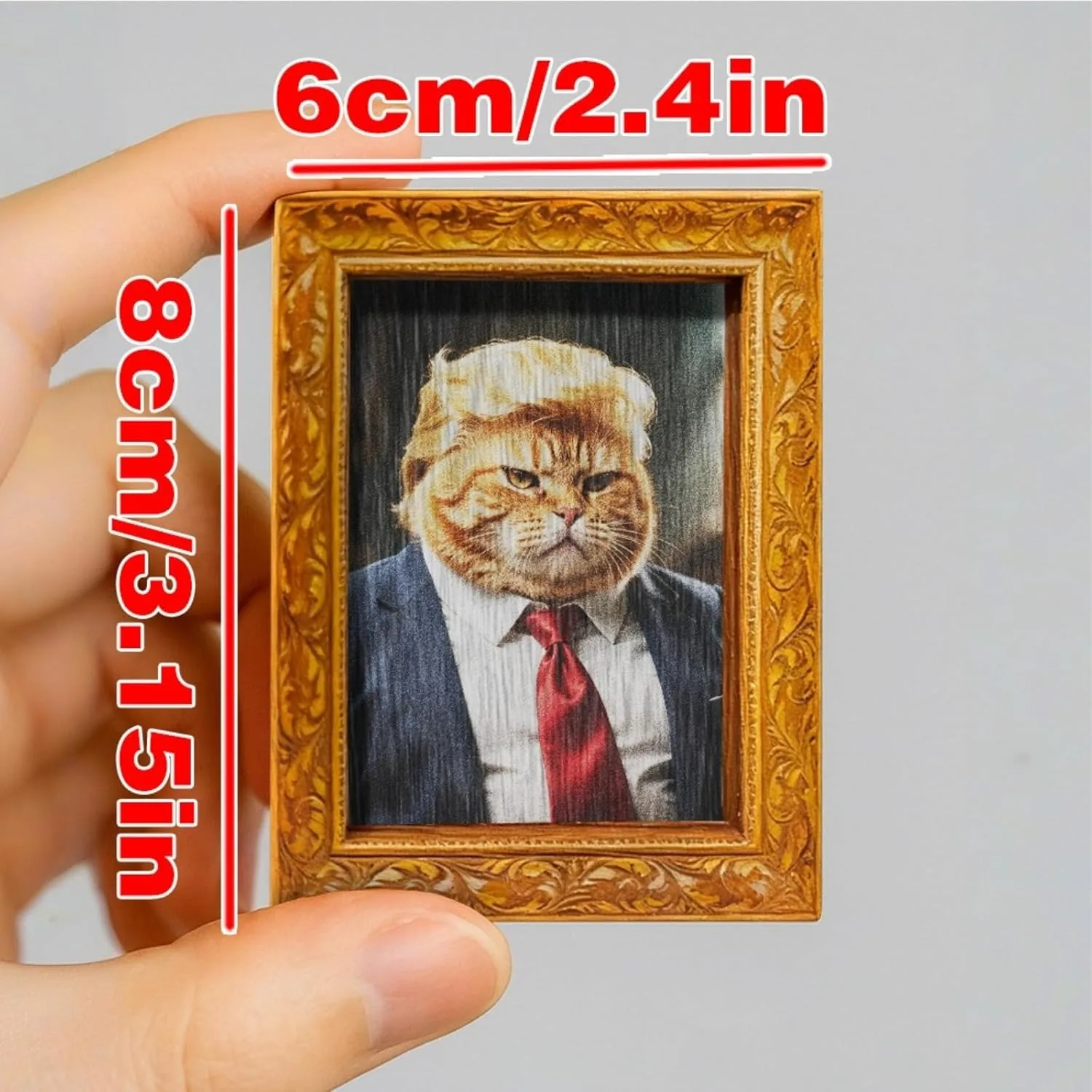 Funny Trump Cat Parody Mini Framed Art Fridge Magnet Humorous Gift for Cat Lovers Kitchen Locker Whiteboard Decor view 8