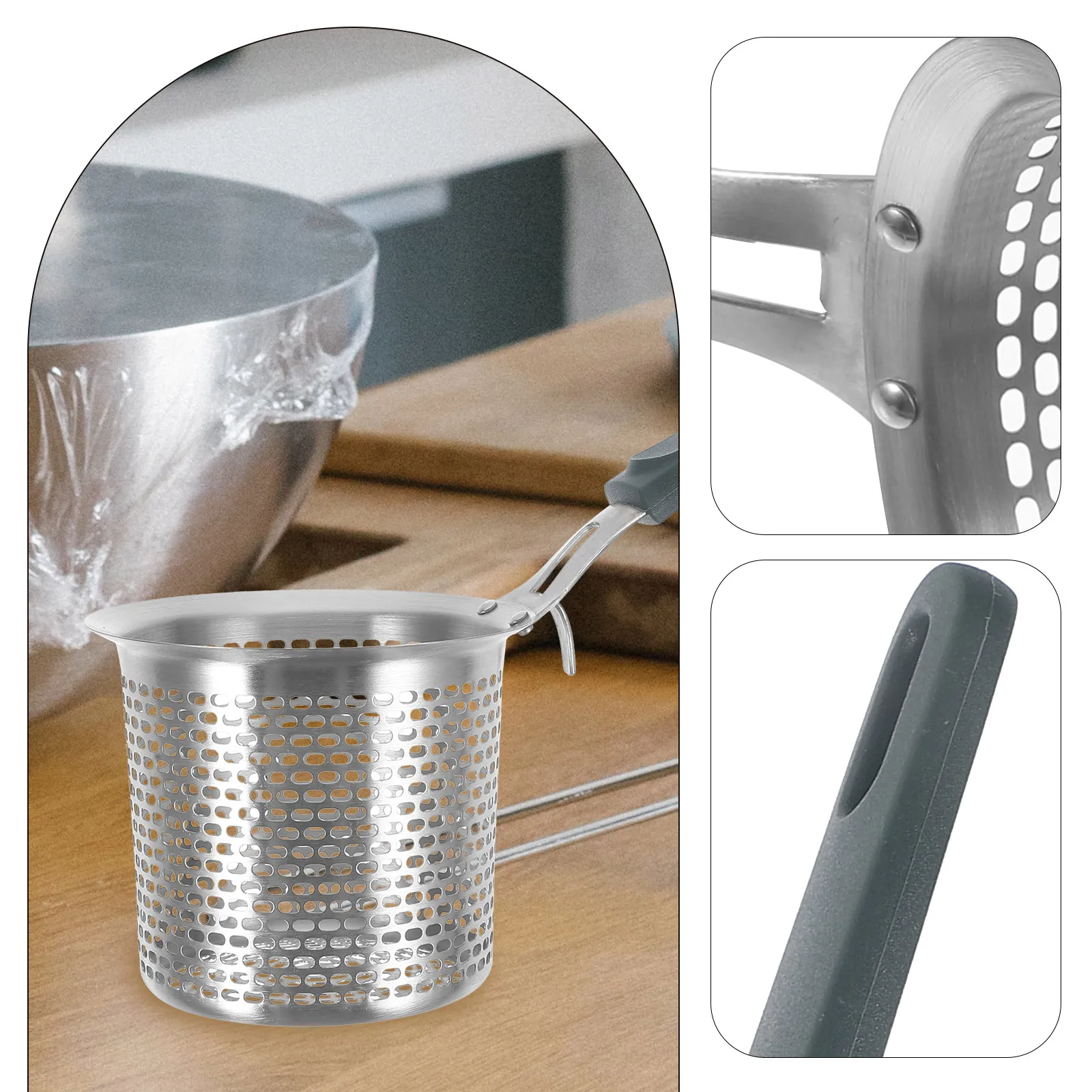 

Stainless Steel Strainer Spoon Hot Pot Colander Basket Fine Mesh Food Filter Ladle Heat Resistant Cooking Noodle Pasta