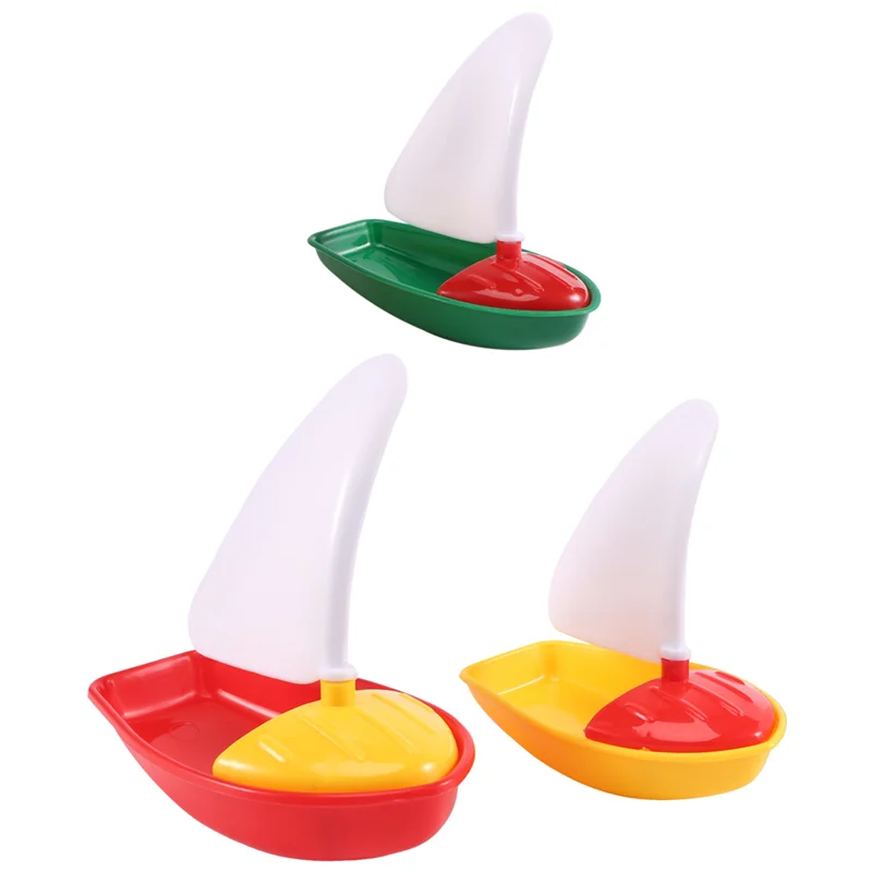 

T84C-3Pcs Bath Boat Plastic Sailboats Bathtub Sailing Boat For Kids (Multicolor Small+Middle+Large Size)