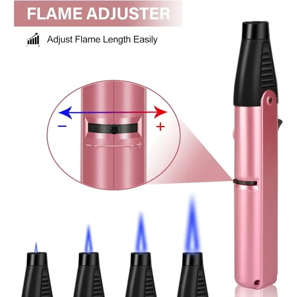 New Lighter Torch Lighter with Adjustable Jet Flame Windproof Butane Refillable Gas Candle Grill BBQ Fireworks Fireplace Tool