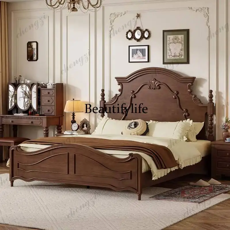 

Elegant Brown European Double Bed Cheap Designs Modern Storage European Double Bed Luxury Wooden Cama Matrimonial Furniture