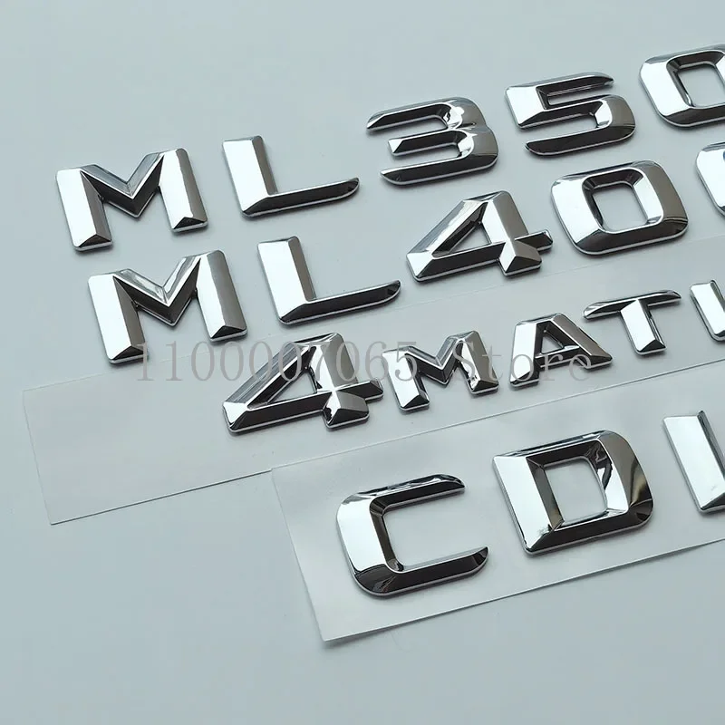 2015 Sharp Font Chrome Letters ML350 ML400 CDI 4Matic Top ABS Emblem for M Class Car Trunk Nameplate Logo Sticker